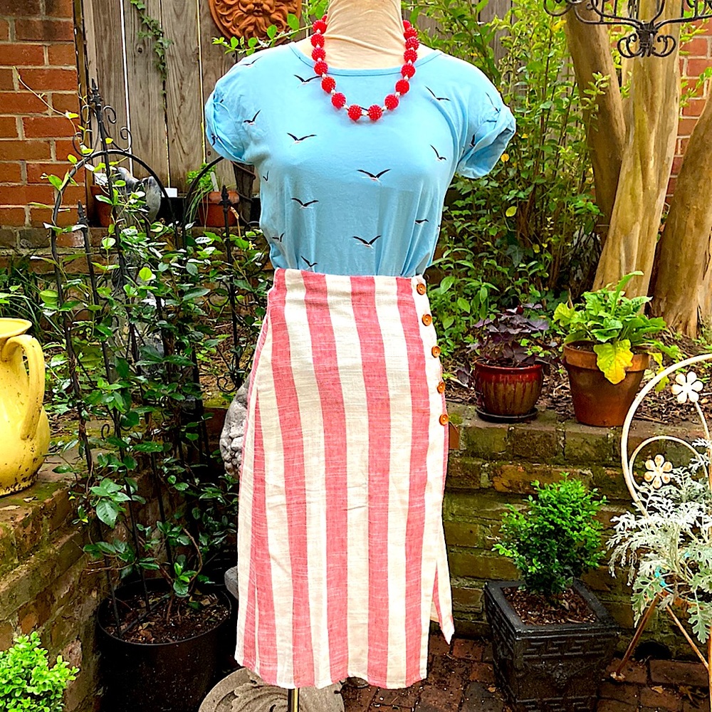 Skylar & Madison linen striped skirt